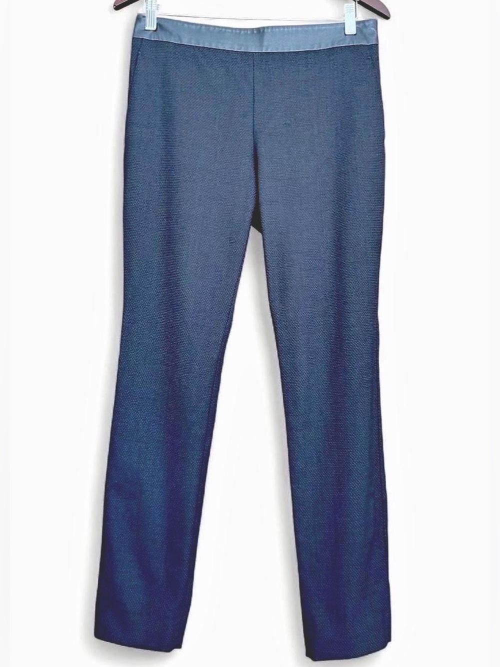 Gucci Black Textured Wool Stretch Slim Pants w/ Leather Waistband sz 42